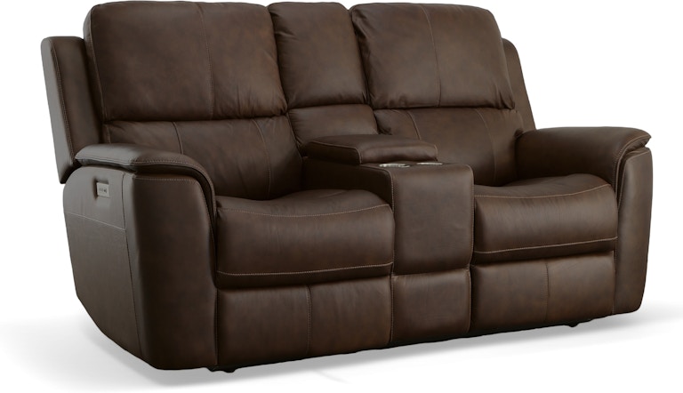 Flexsteel Henry Power Reclining Loveseat with Console and Power Headrests and Lumbar 1041-64PH