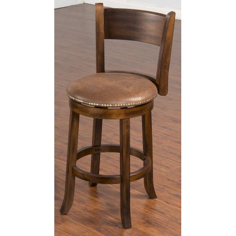 Sunny Designs Bar and Game Room Santa Fe Swivel 24" Barstool With Back