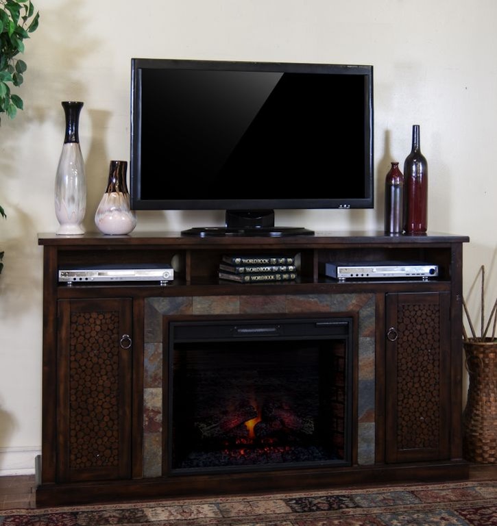 Sunny Designs Dining Room Santa Fe Fireplace Tv Console