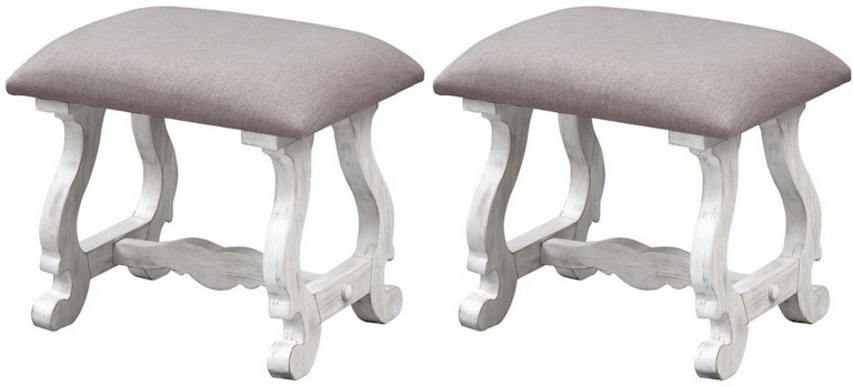 Coast2Coast Home Mitchell Upholstered Accent Stools with Curved Legs - Set of 2 40313