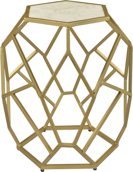 Coast2Coast Home Dax White Marble Hexagonal Accent Side End Table with Gold Powder Coated Iron Frame 44614