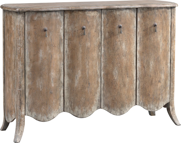 Coast2Coast Home Cosette Distressed Four Door Sideboard Credenza with Scalloped Base 55668