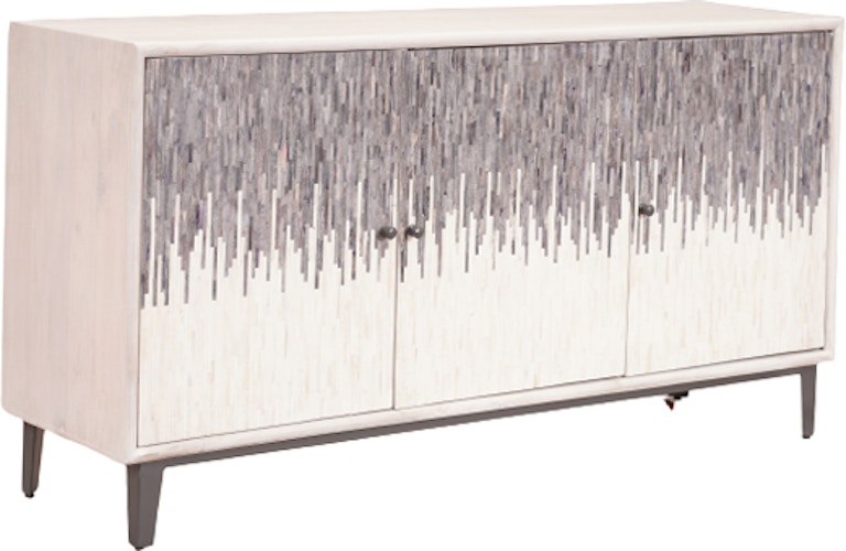 Coast2Coast Home Pascal Mid-Century Modern 4 Door Storage Sideboard Credenza with Multicolored Geometric Pattern 73304