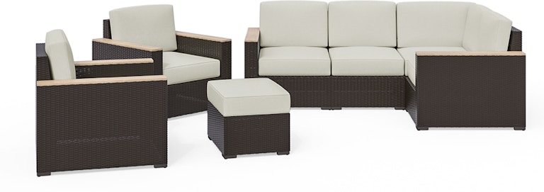 homestyles Palm Springs Outdoor 4 Seat Sectional, Arm Chair Pair and Ottoman 6800-411D9-T