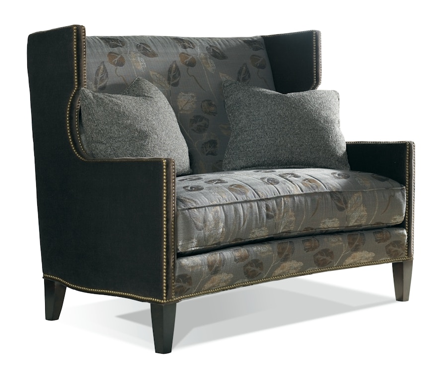 Sherrill Living Room One Cushion Settee With Nail Trim 4021 Hickory