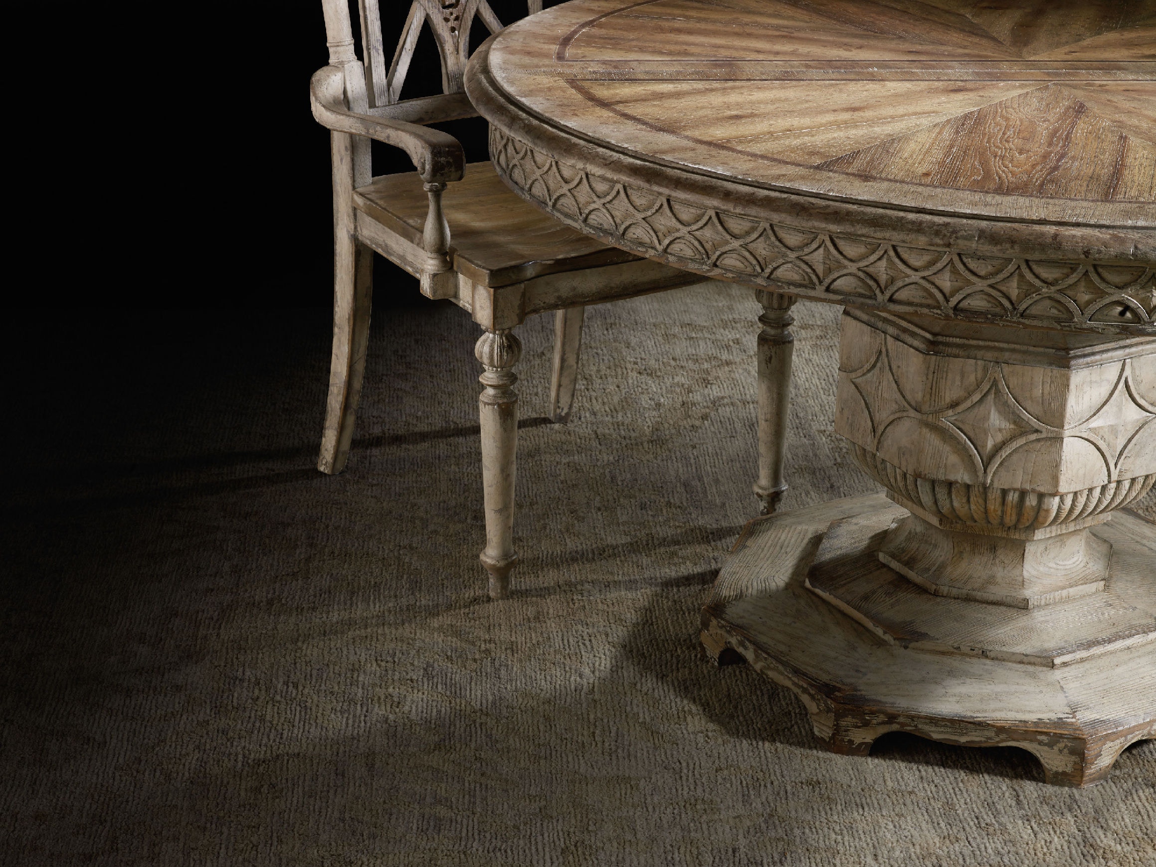 Hooker Furniture Dining Room Chatelet Round Dining Table with One 20
