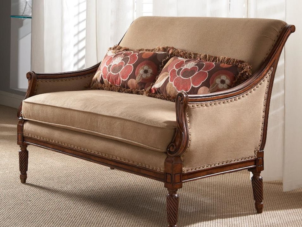 Living Room Design With Antique Velvet Settee