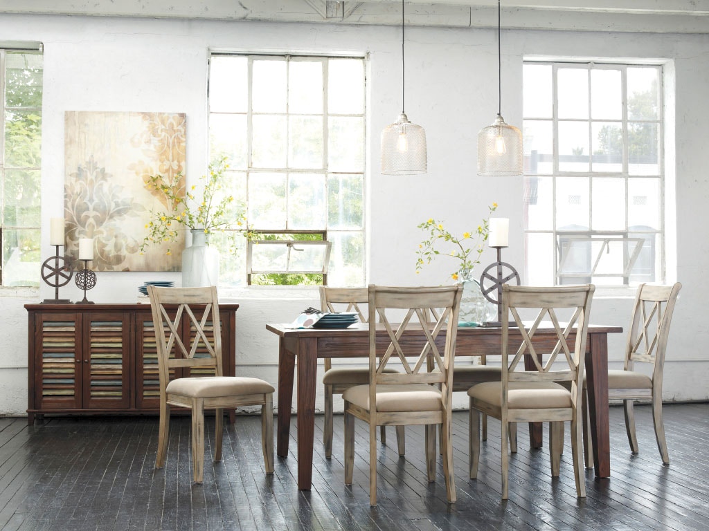 Ashley Dining Room Table & 4 White Antique Side Chairs DIPKASDD540A