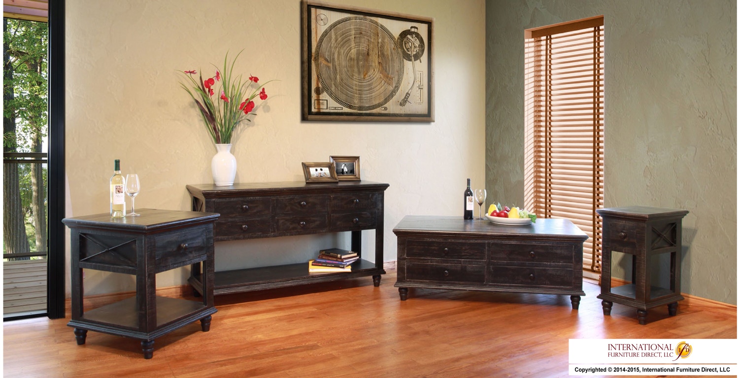 International Furniture Direct Vintage Cocktail Table in Charcoal