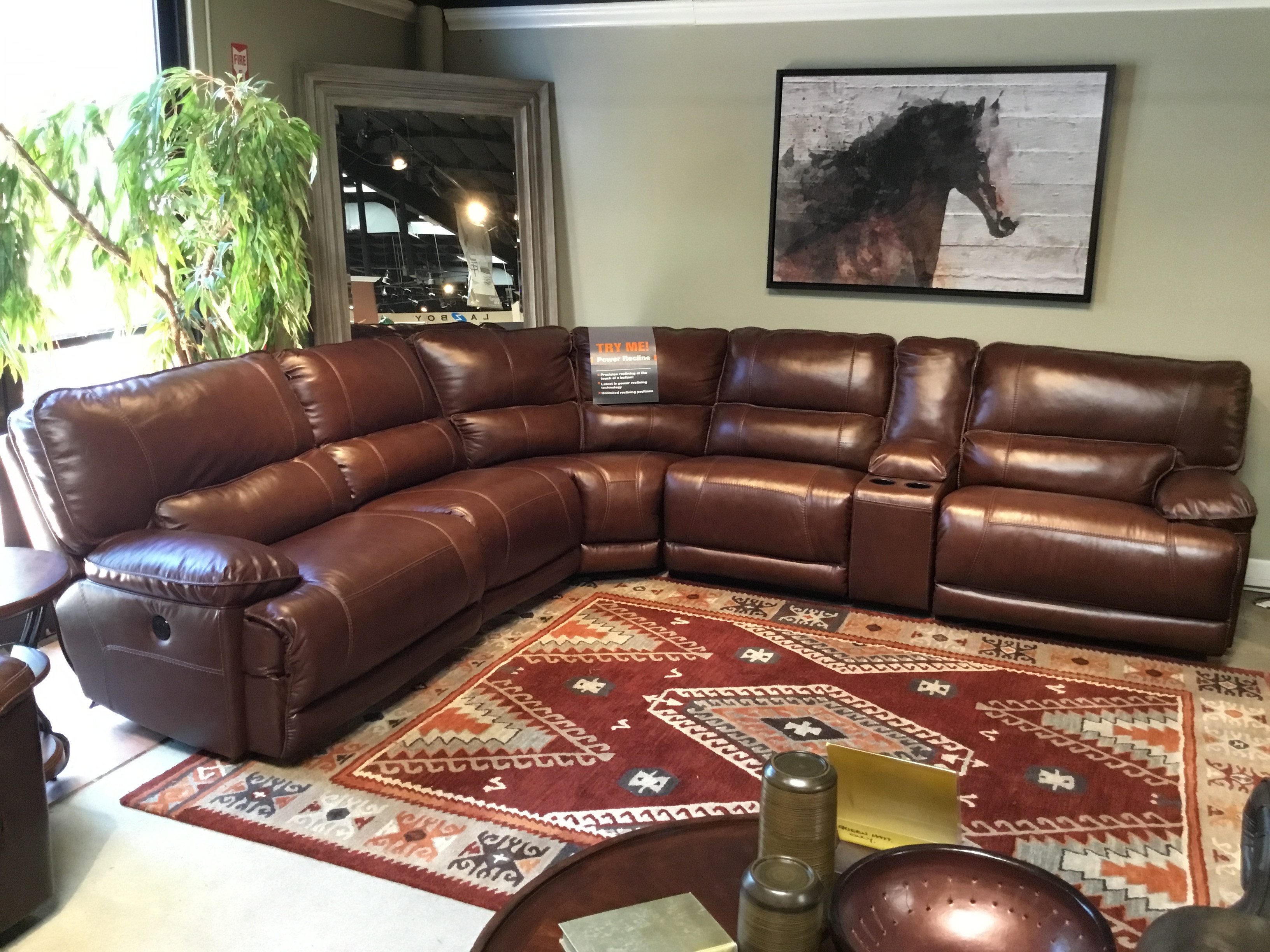 Ashley 6pc Leather Power Reclining Sectional 0587633 Rosso's