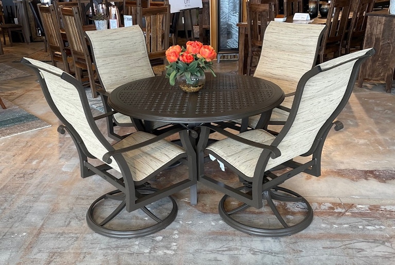 Woodard Patio Furniture Hampton 48" Round Table and Chair Set 05148TABLESET