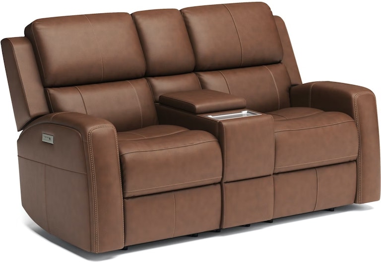 Flexsteel Linden Power Reclining Loveseat with Console and Power Headrests and Lumbar 1043-64PH/946-72