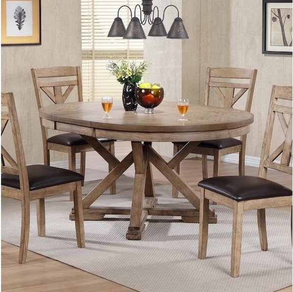Winners Only 48" Round Table with 18" Leaf and 4 Chair Set DFG14866NTABLESET