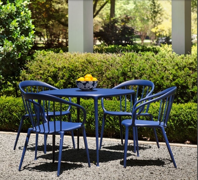 Woodard Patio Furniture Small Bistro Set with Stackable Chairs Windsor Collection