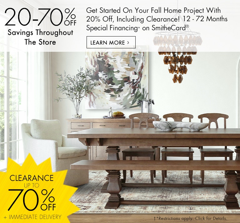 Save 20-70% Storewide! 12-72 Months special financing on SmitheCard. Learn More.