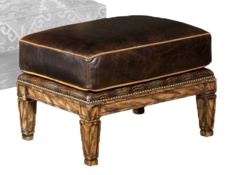 Leathercraft by OHD Wood Trimmed Ottoman 882-0