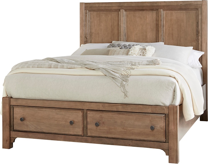 Vaughan-Bassett Furniture Company Cool Farmhouse King Panel Bed With Storage Footboard 800-667-066B-502-666