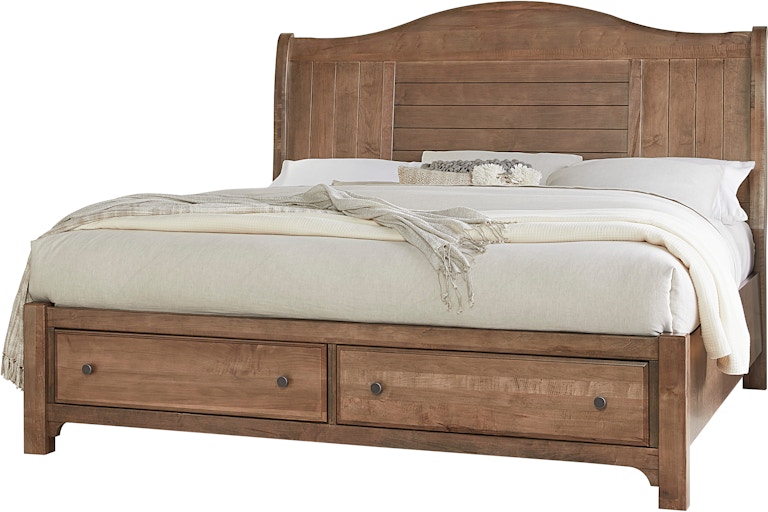 Vaughan-Bassett Furniture Company Cool Farmhouse King Sleigh Bed With Storage Footboard 800-663-066B-502-666
