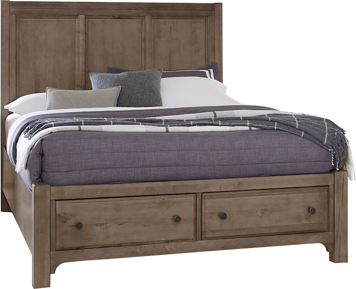 Vaughan-Bassett Furniture Company Cool Farmhouse Queen Panel Bed With Storage Footboard 801-557-050B-502-555