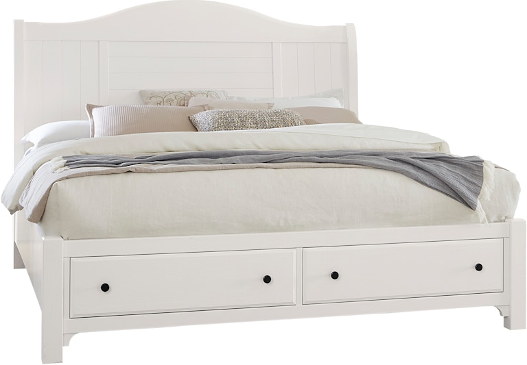 Vaughan-Bassett Furniture Company Cool Farmhouse Queen Sleigh Bed With Storage Footboard 804-553-050B-502-555