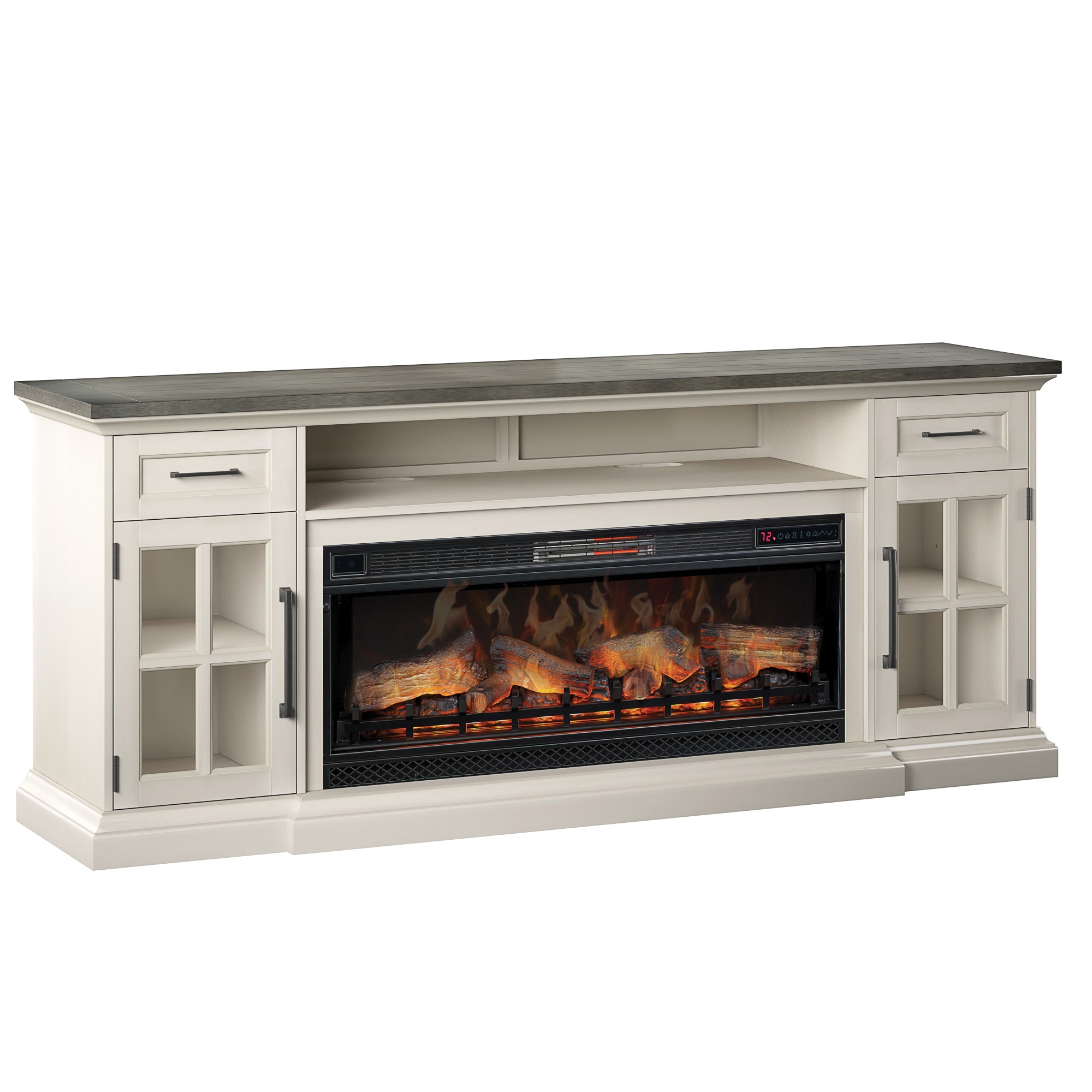 Tv console with classic deals flame electric fireplace