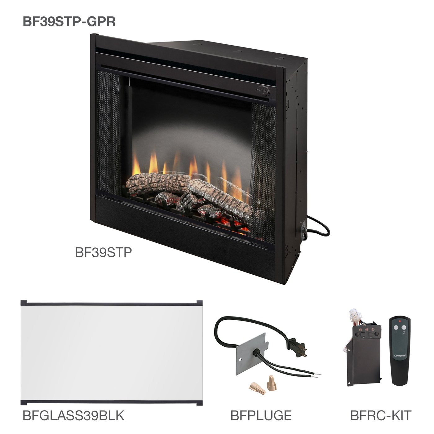 Dimplex Dining Room Dimplex 39 Standard Built In Fireplace With the Glass  Pane Kit, Plug Kit, and