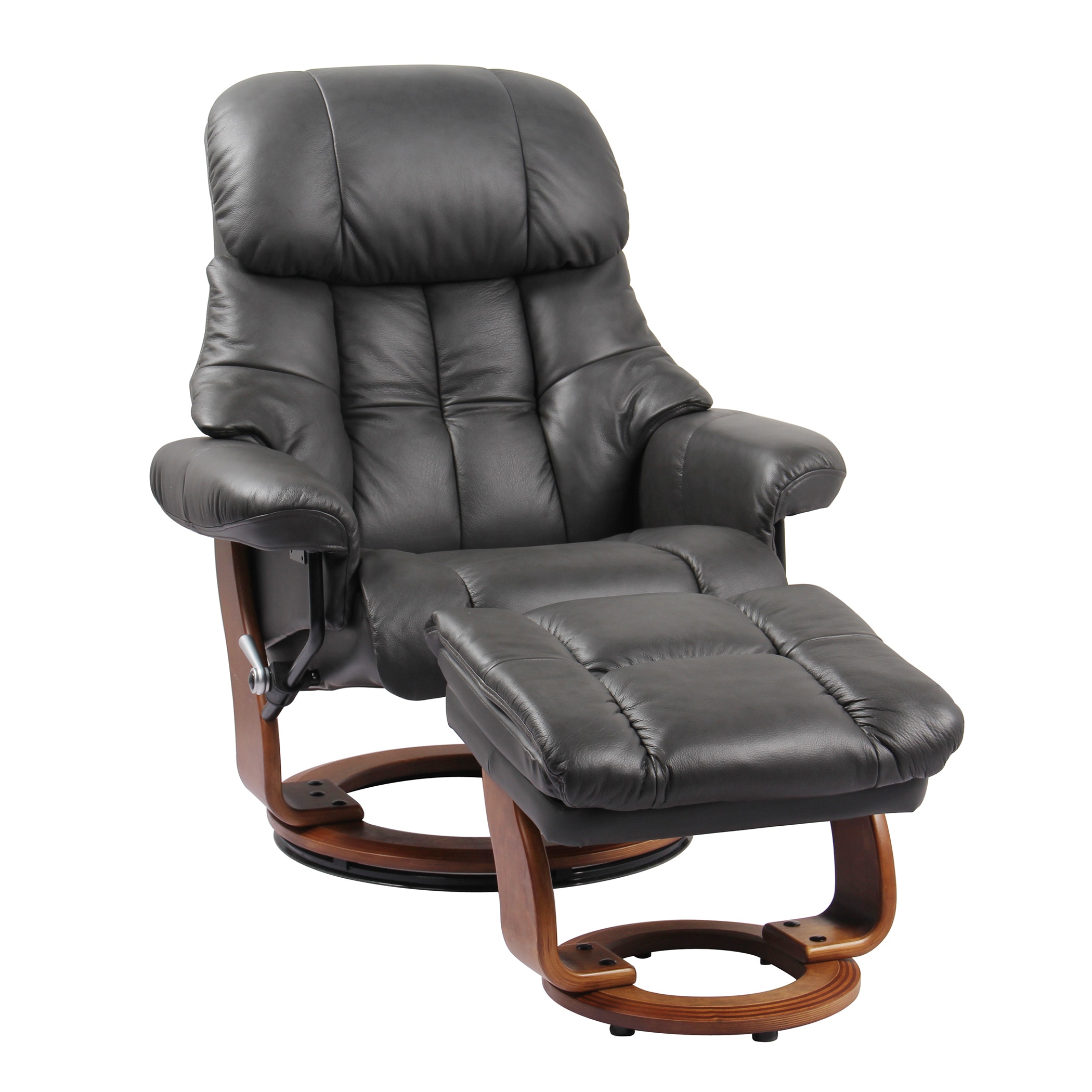 Benchmaster leather deals recliner with ottoman