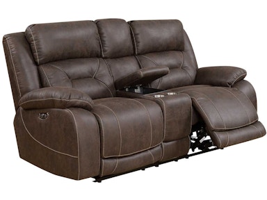 Steve Silver Aria Pwr-Pwr Loveseat w/ Console, Saddle Brown AA950LBN