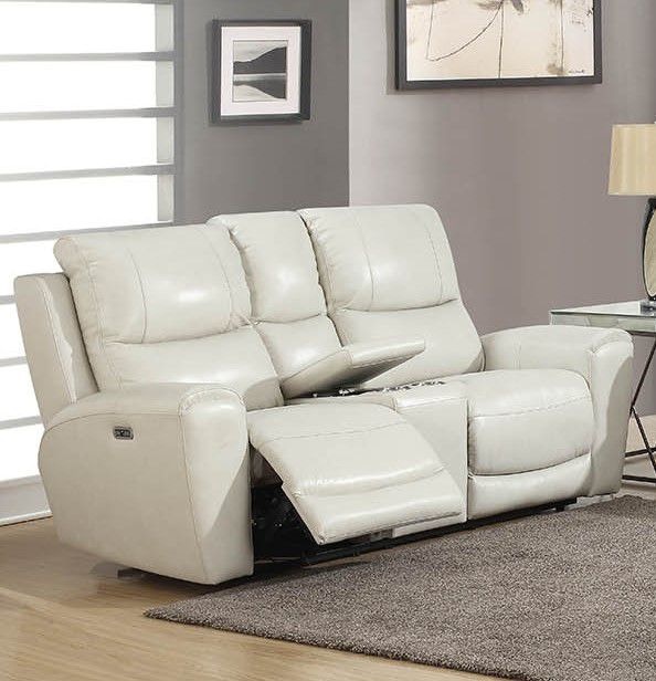 Ivory leather reclining discount sofa