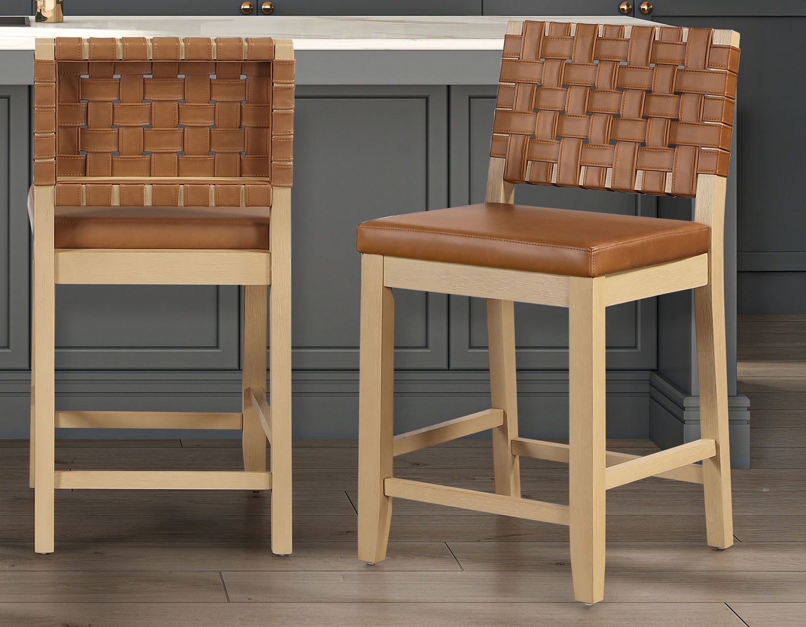  Reid Camel Vegan Leather 24 Inch Counter Stool, Sand Finish RED500TCC