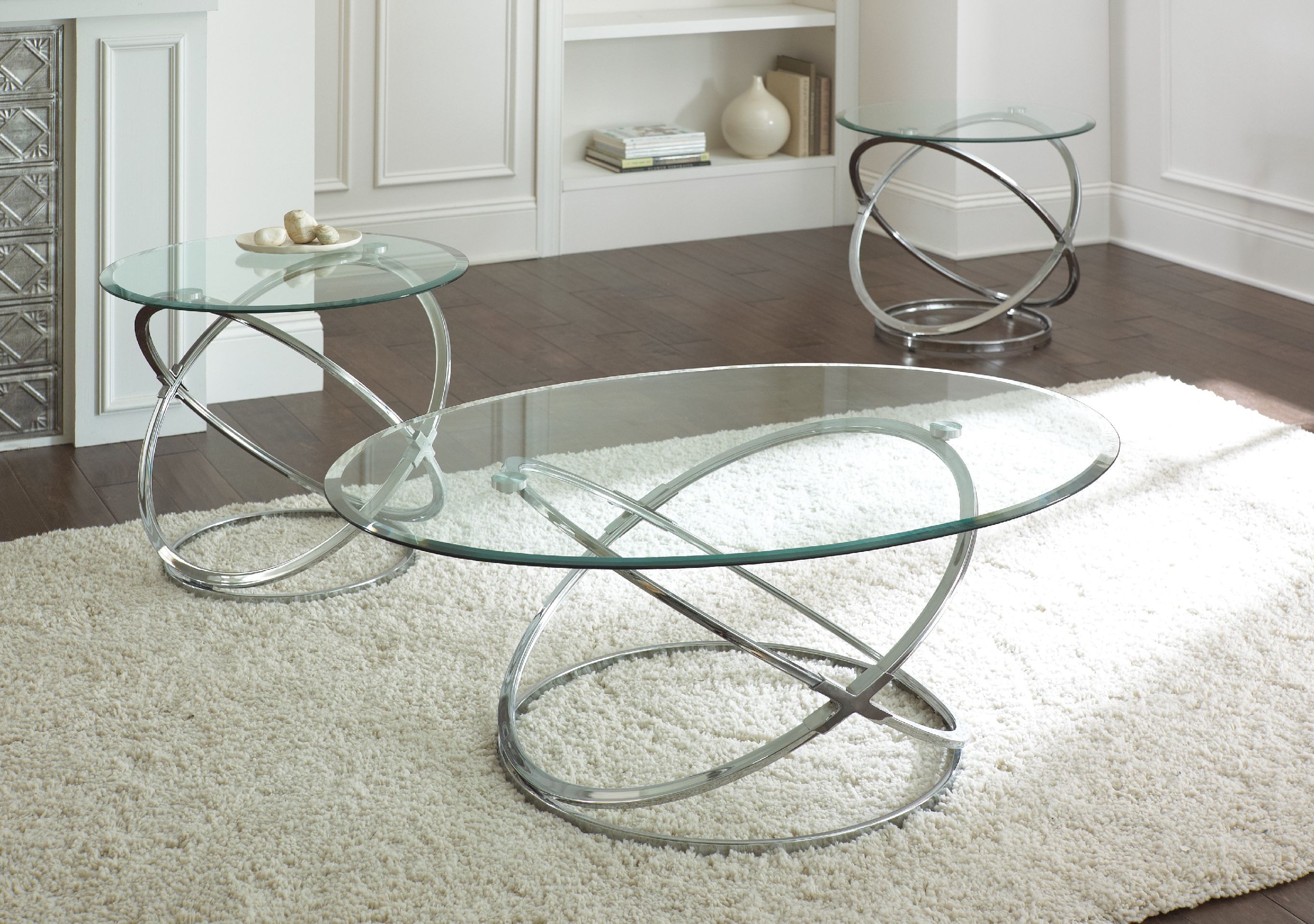 3 set glass tables