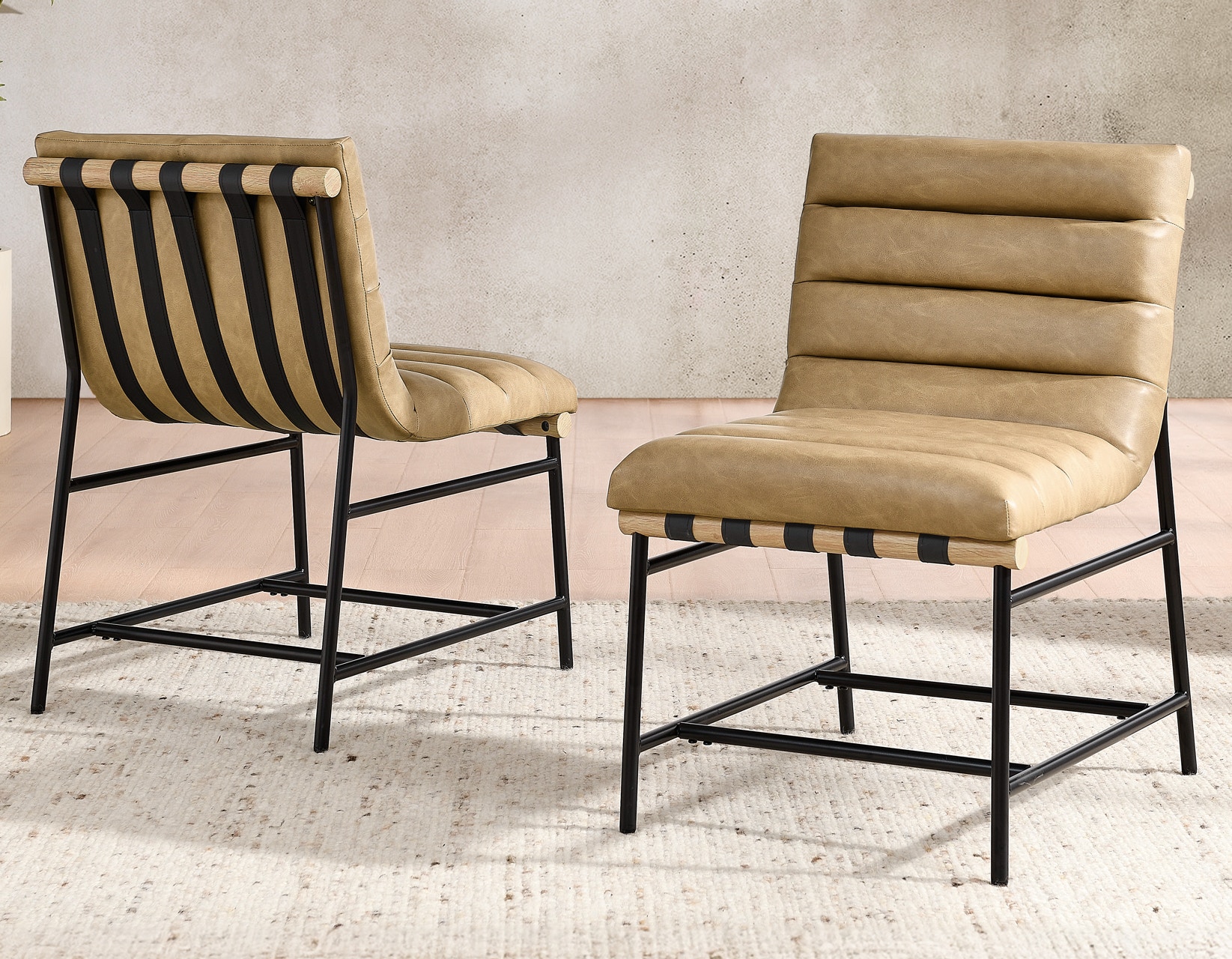 Steve Silver Nicco Side Chair Bucket Seat, Sand Vegan Leather Fabric VNC500SSBT