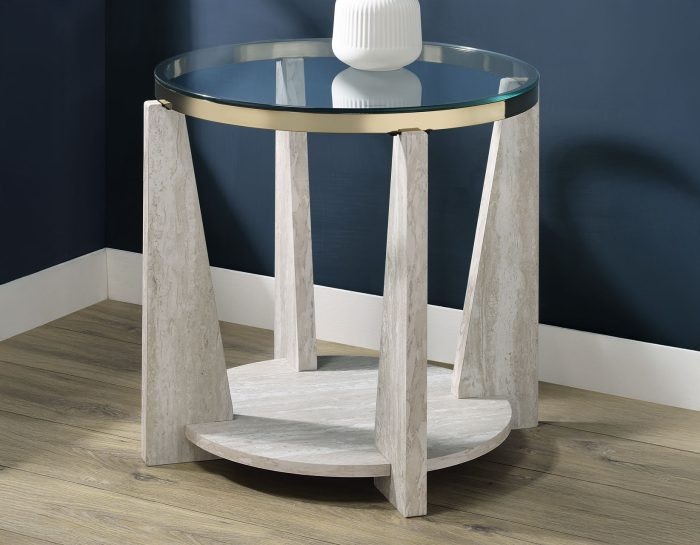  Wanda 24 Inch Round Glass Top End Table WD100E