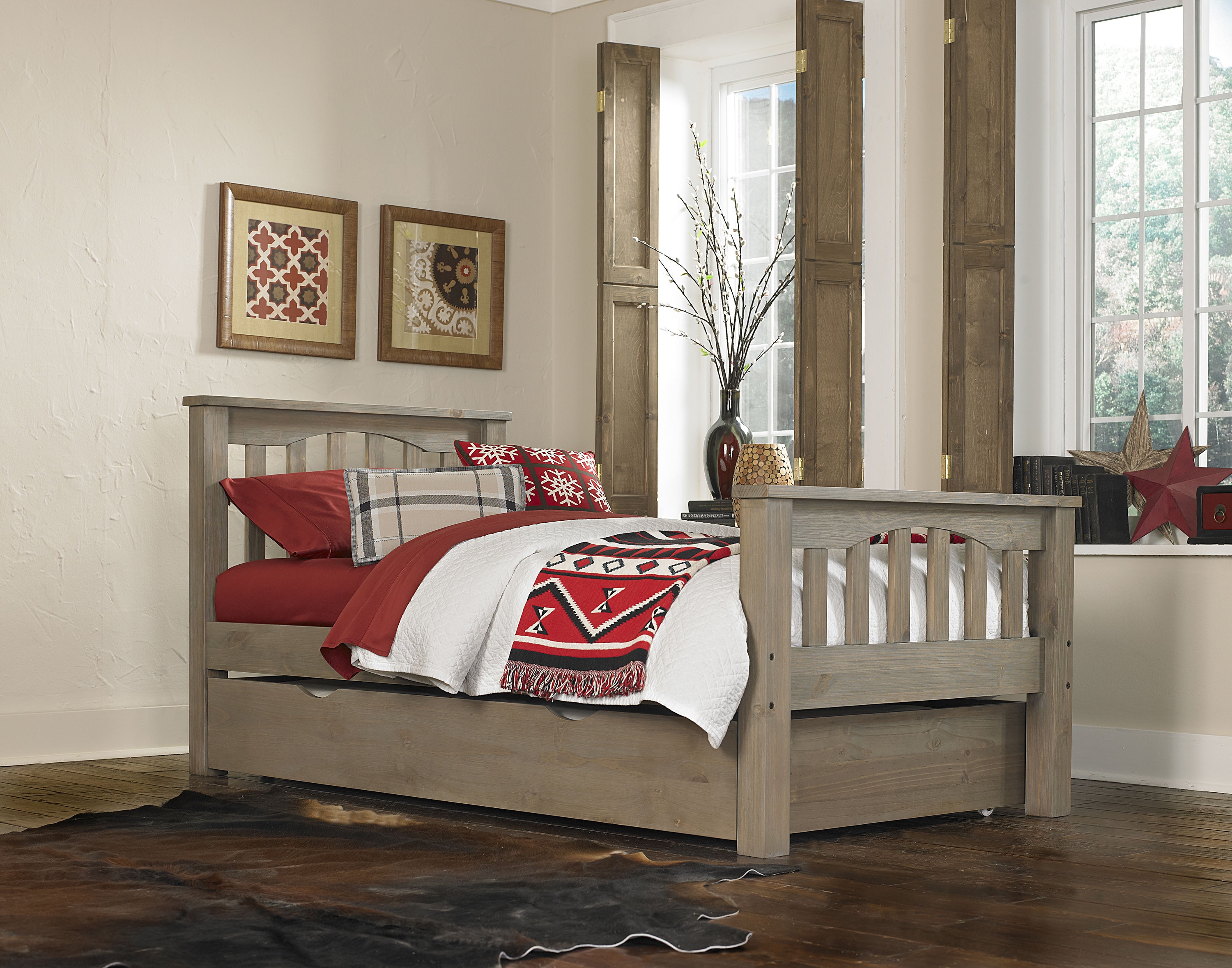 Twin bed with outlet trundle bedroom set