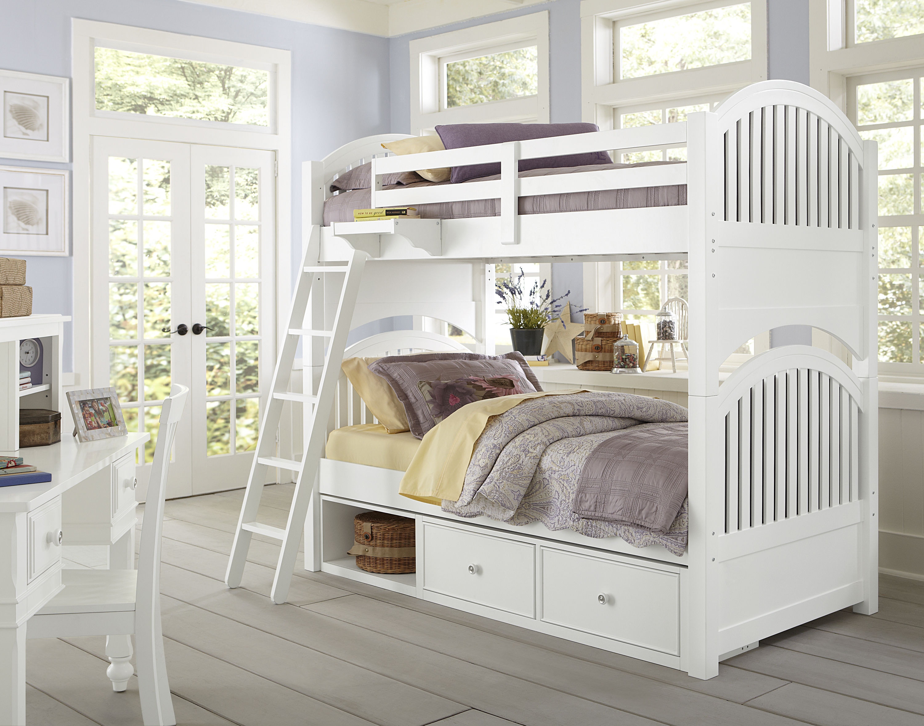 Twin over full bunk bed best sale in white