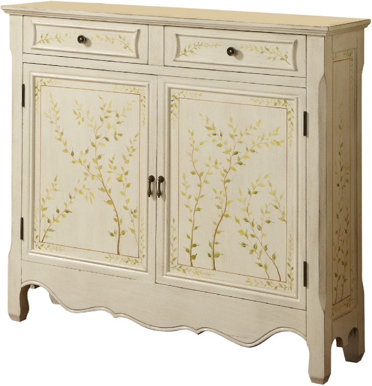 Powell Furniture Living Room White Hand Painted 2 Door Console 246