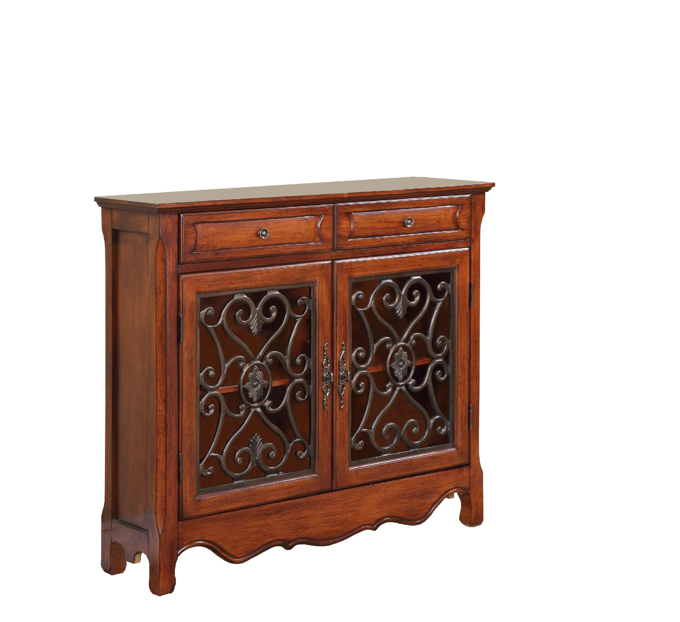 Powell Furniture Living Room Light Cherry 2Door, 2Drawer Scroll