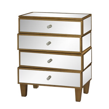 Powell Furniture Bedroom Wonky Gold and Mirror Drawer Chest 427951