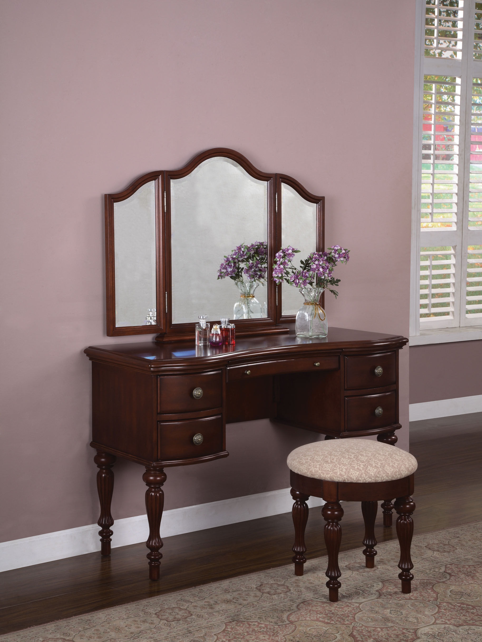 Cherry makeup vanity table with deals mirror