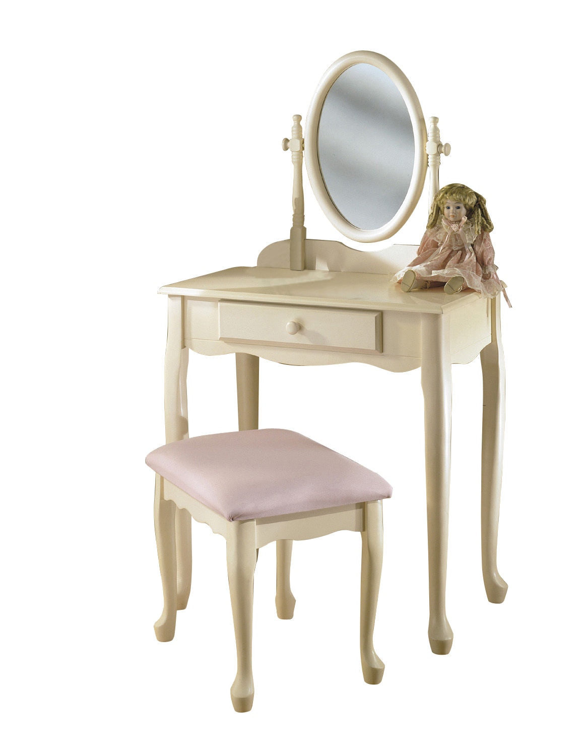 childrens vanity table with mirror and bench