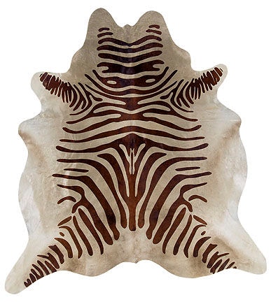 Powell Furniture Floor Coverings Cowhide Zebra Print Brown Rug Rug
