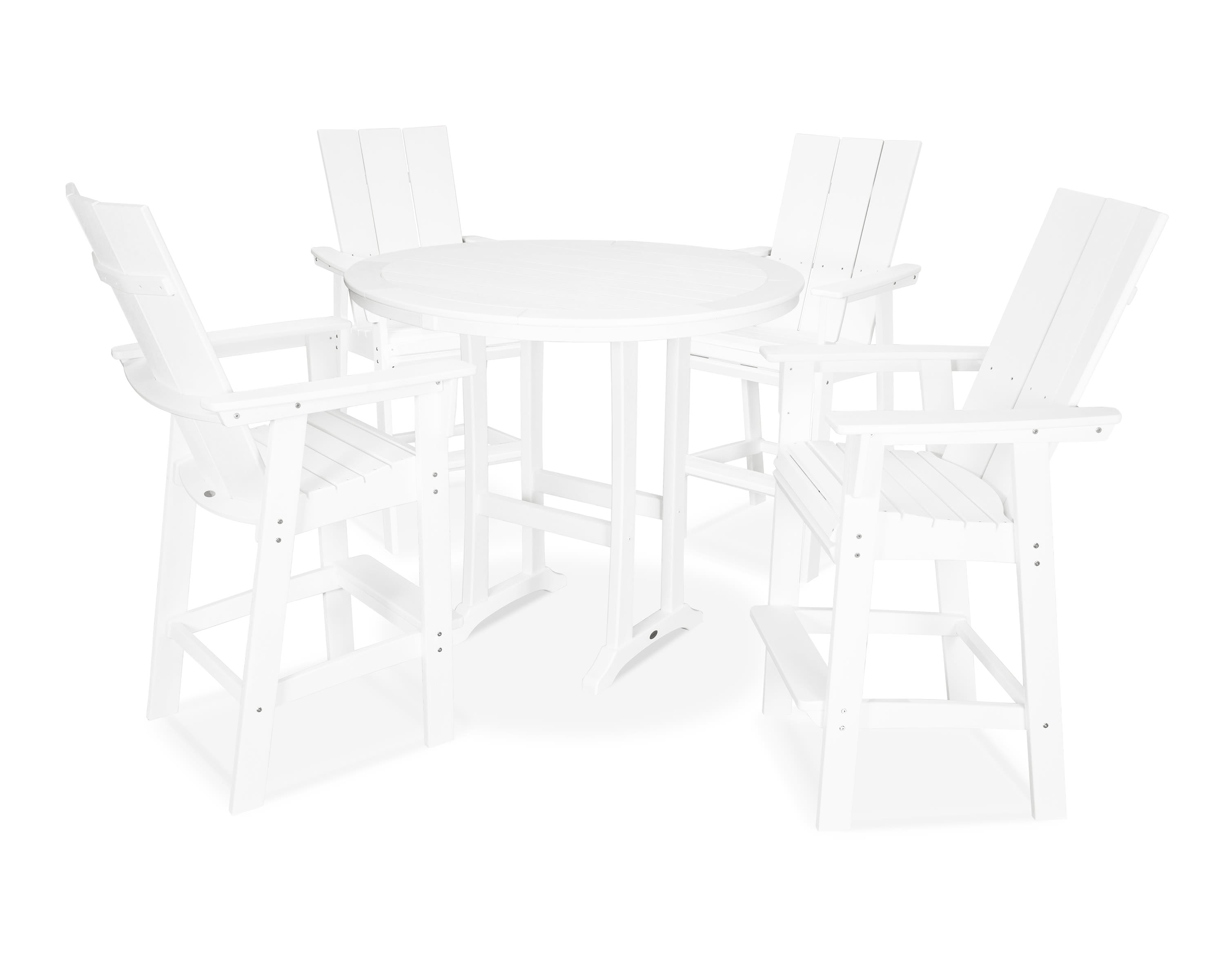  Modern Curveback Adirondack 5-Piece Nautical Trestle Bar Set 