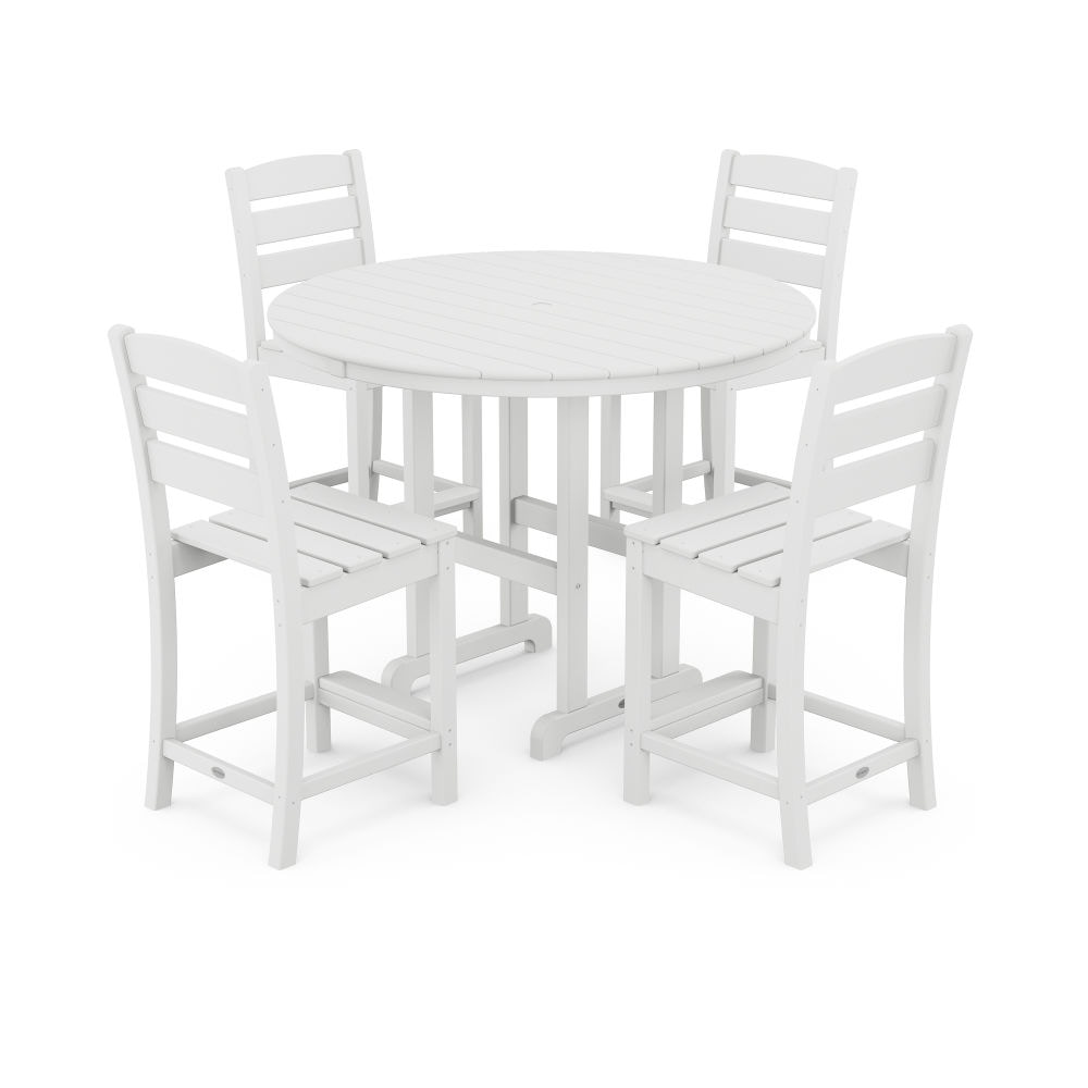  Lakeside 5-Piece Farmhouse Round Side Chair Counter Set 