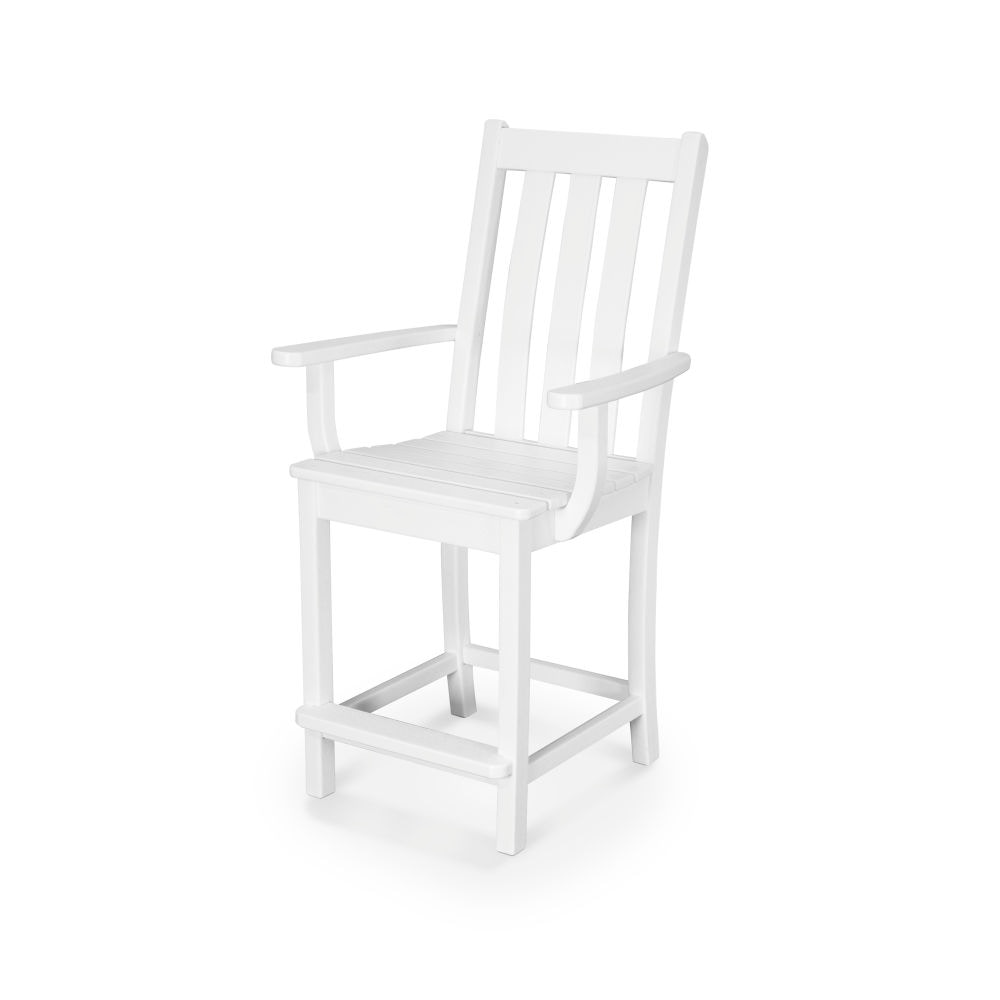  Vineyard Counter Arm Chair In White 