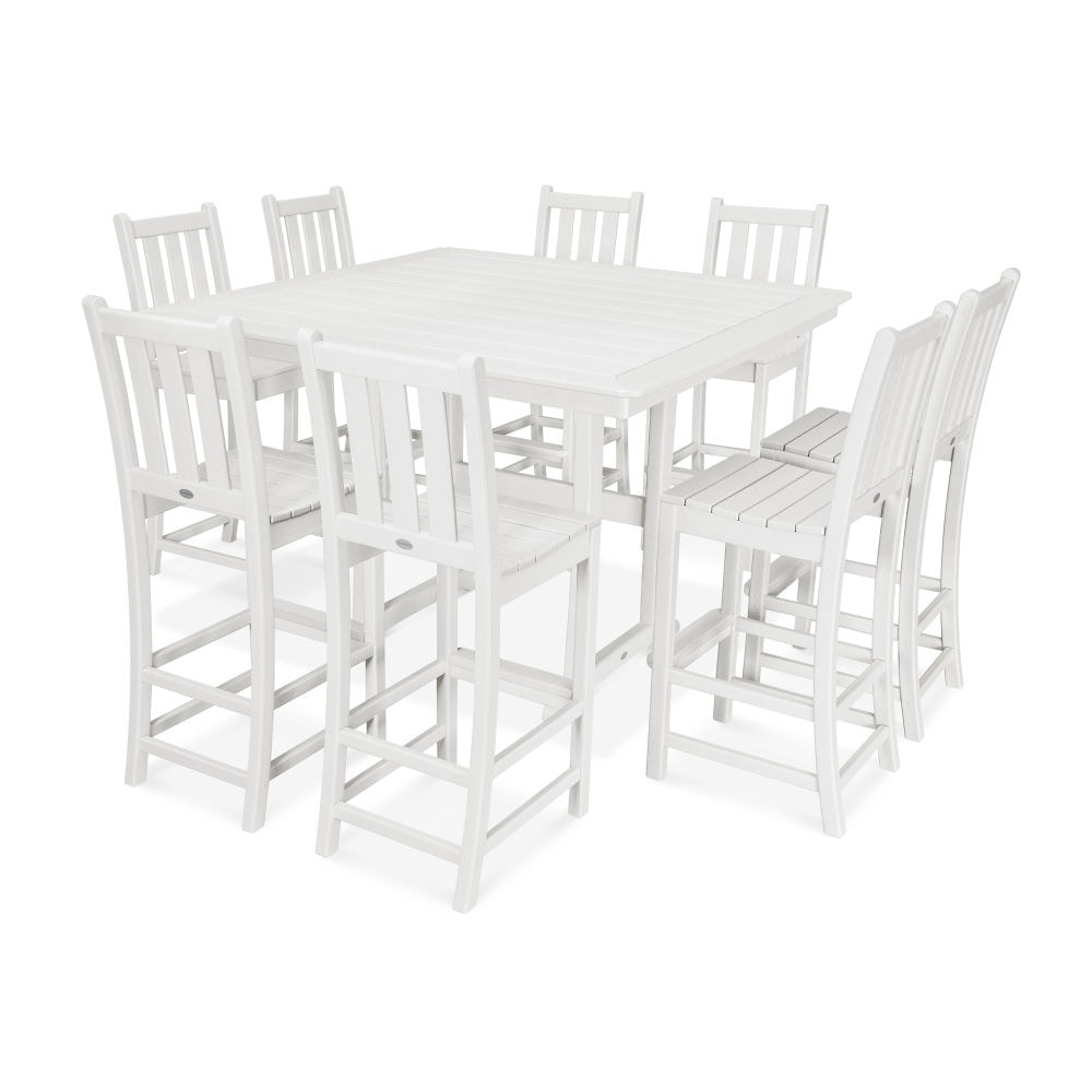  Traditional Garden 9-Piece Nautical Trestle Bar Set 