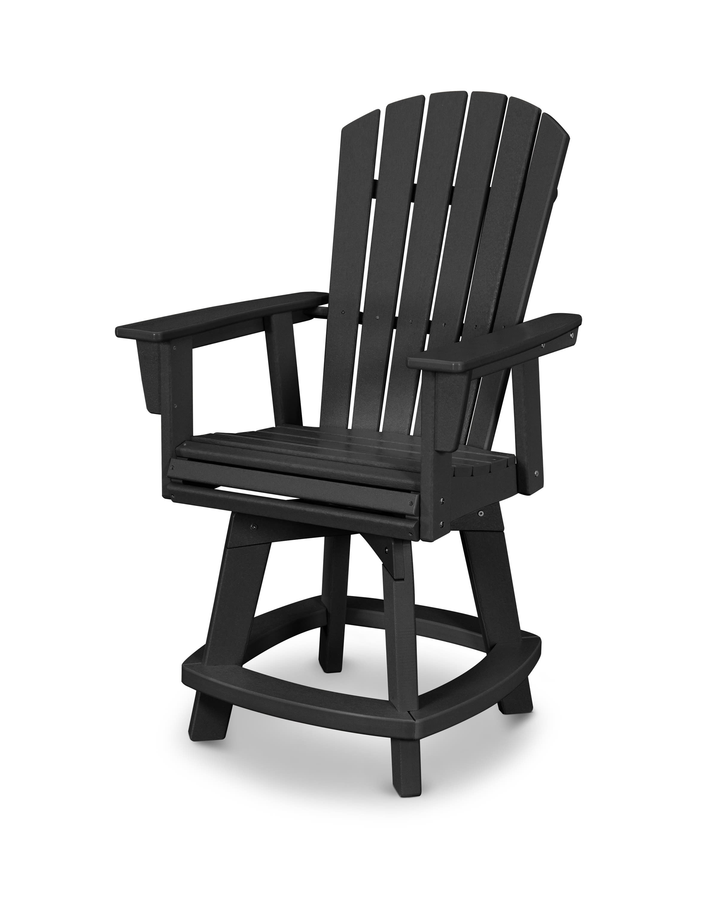  Nautical Adirondack Swivel Counter Chair In Black 