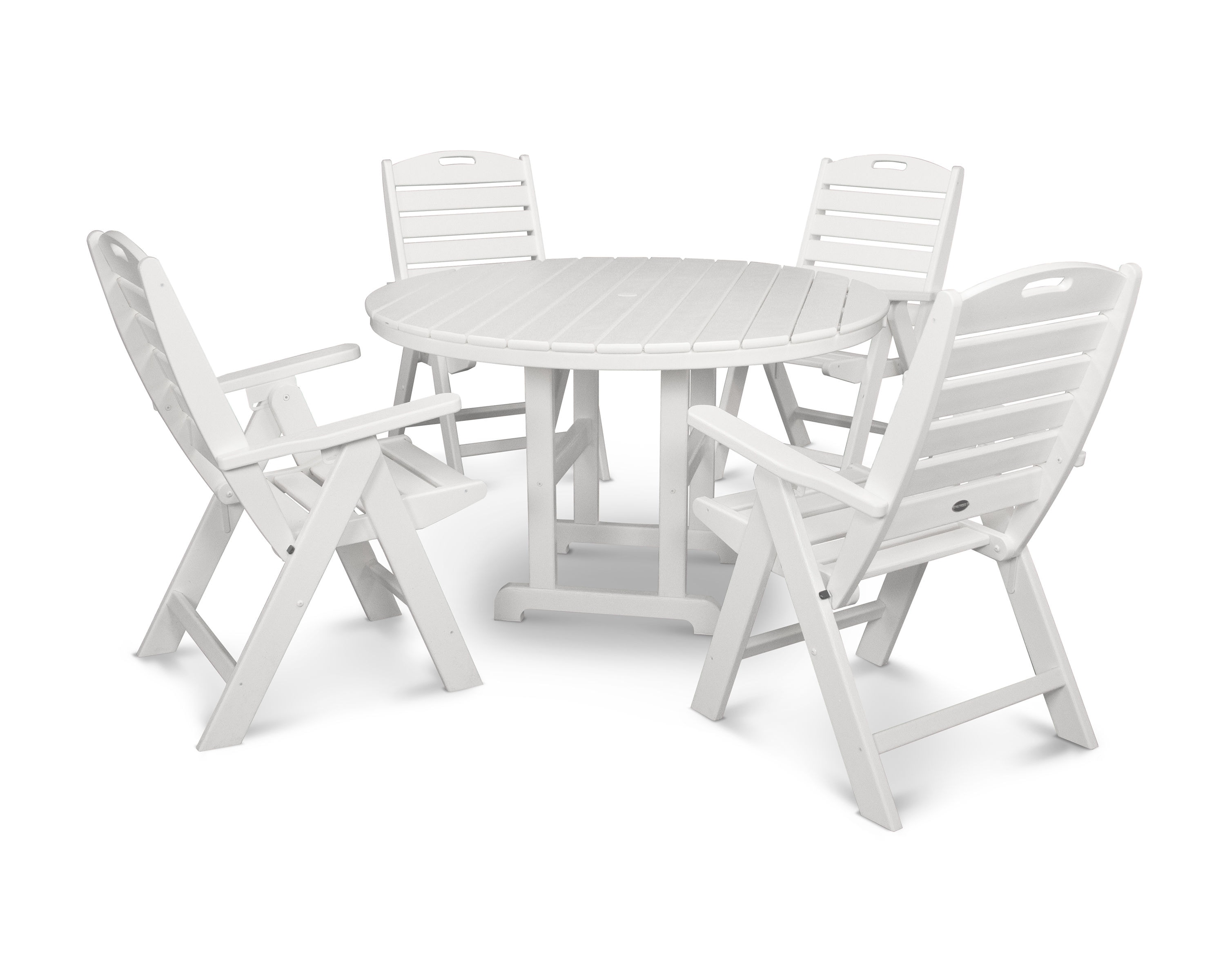  Nautical Folding Chair 5-Piece Round Farmhouse Dining Set 