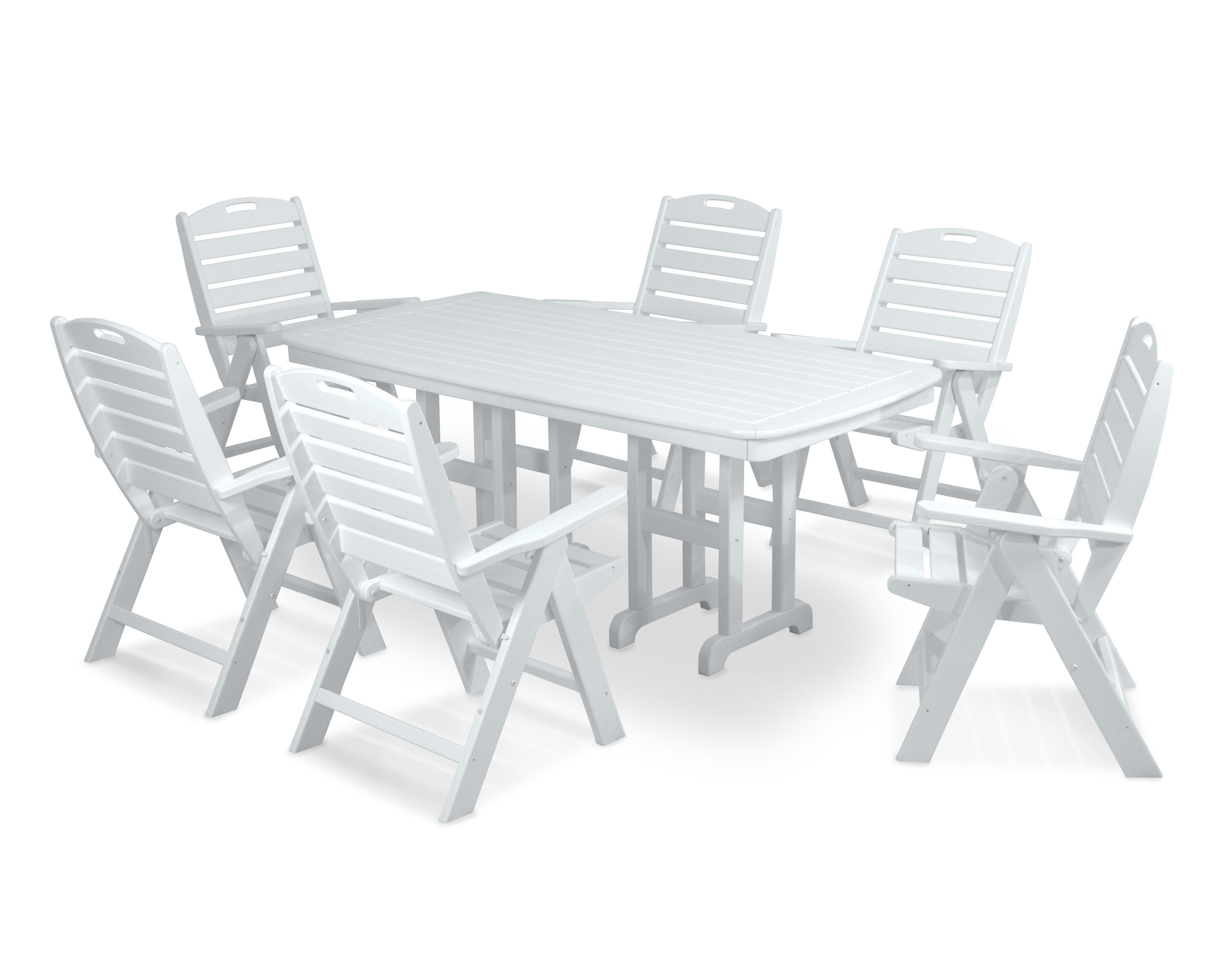 POLYWOOD Outdoor Furniture Nautical Folding Highback Chair 7 Piece