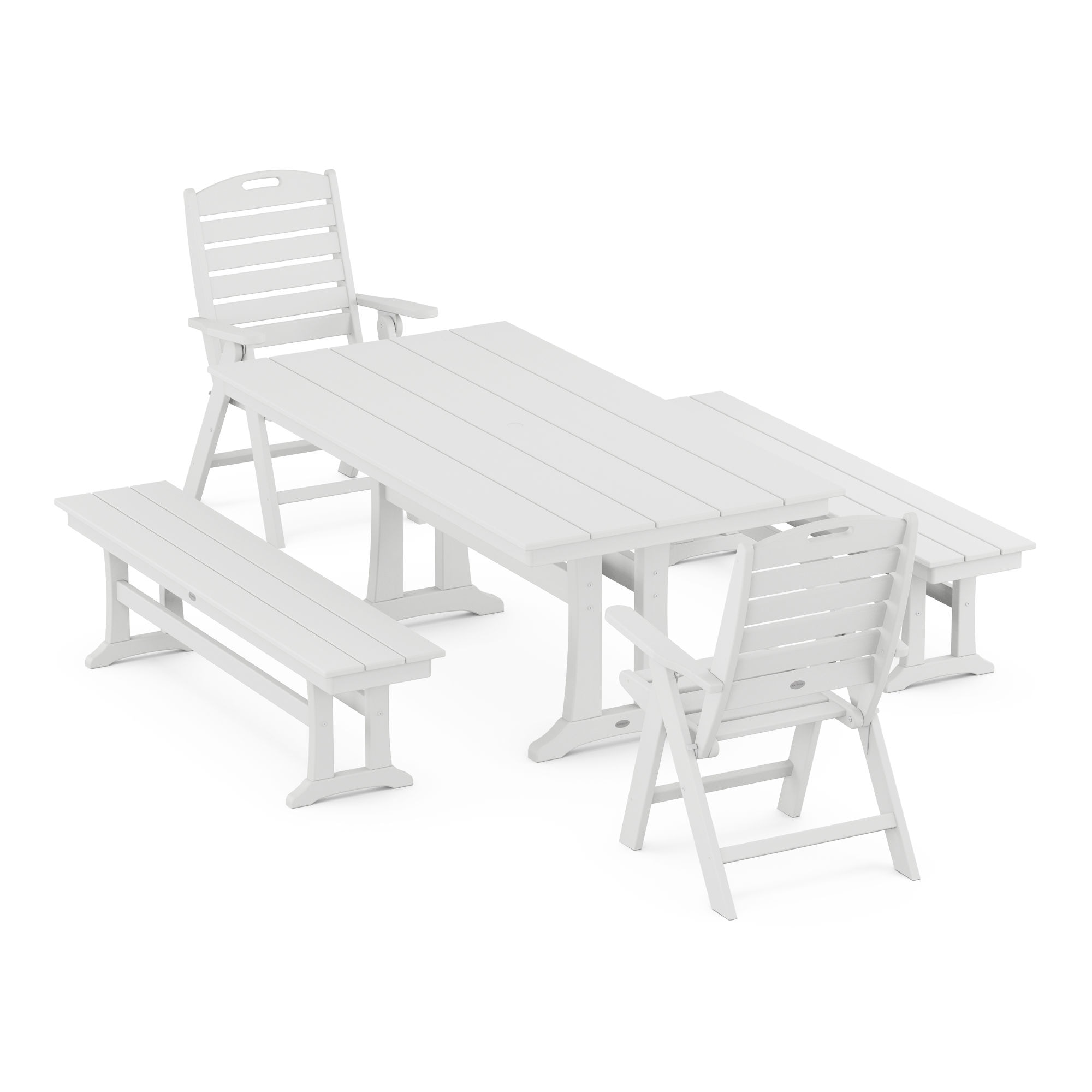 Polywood Outdoor Furniture Nautical Folding Highback Chair 5 Piece