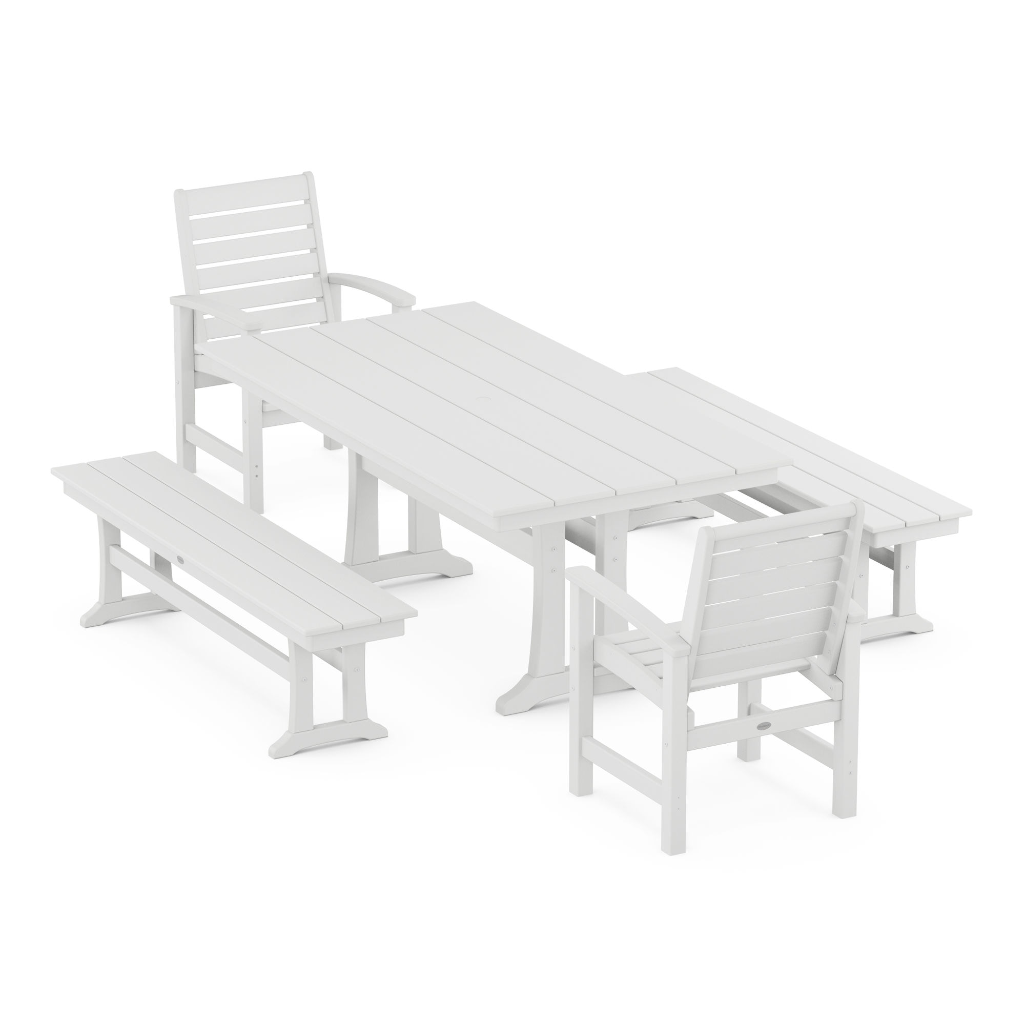  Signature 5-Piece Farmhouse Dining Set With Trestle Legs 